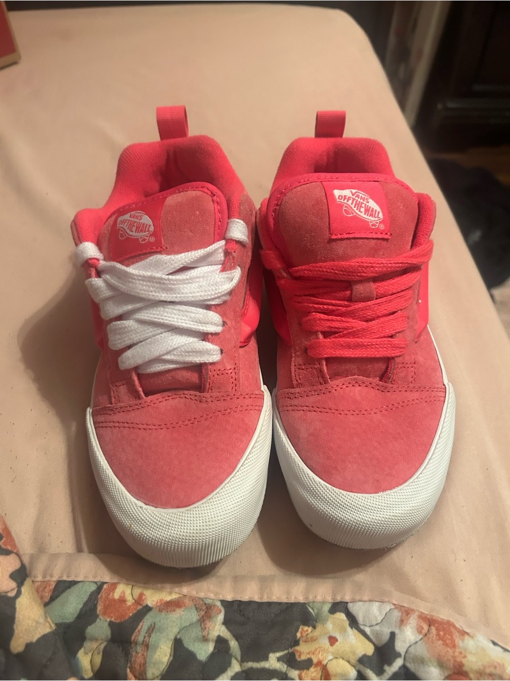 Vans Coral Red Suede Low-Top Sneakers